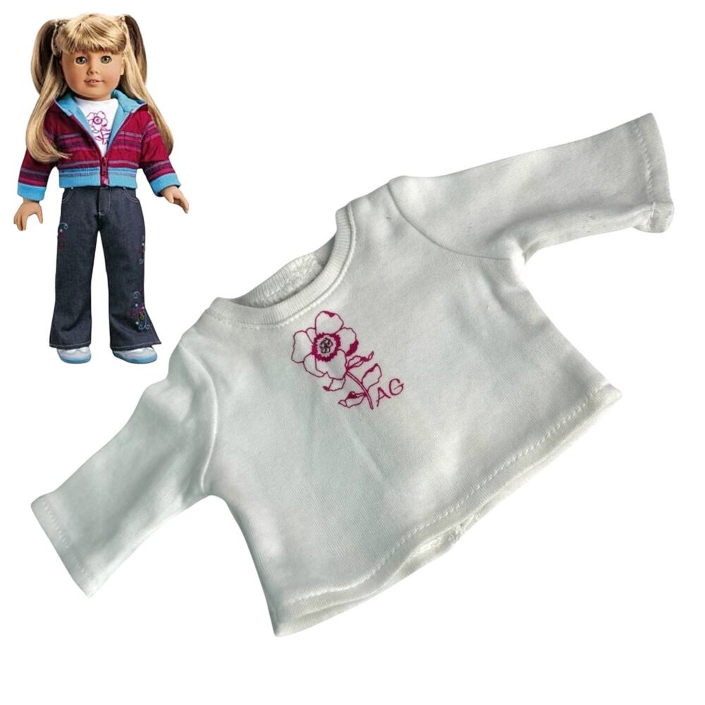 American Girl Doll Shirt Ready For Fun Meet Accessory Flower Jeweled Top White